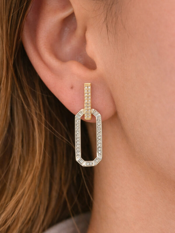 Xuping Rose Gold Zirkon Taşlı Sallantılı Kadın Küpe - Görsel 1