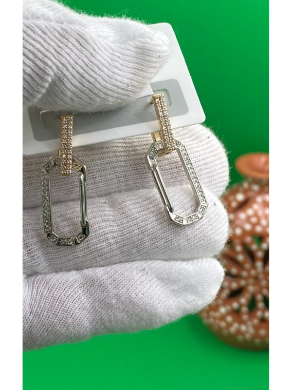 Xuping Rose Gold Zirkon Taşlı Sallantılı Kadın Küpe - Görsel 3