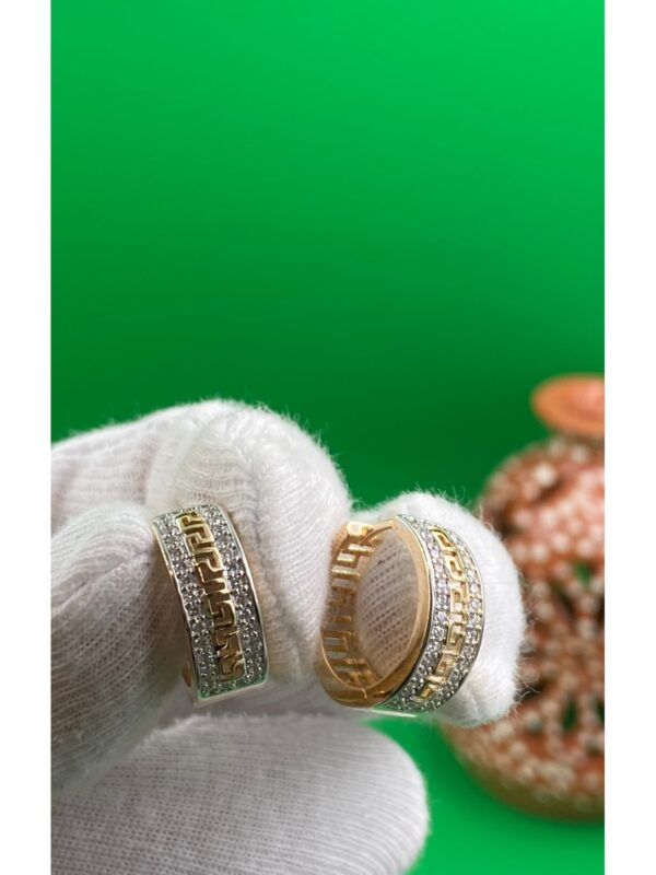 Xuping Halka Zirkon Taşlı Rose Gold Kadın Küpe - Görsel 2