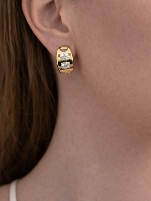 Xuping Oval Zirkon Taşlı 14K Kuyumcu Model Kadın Küpe - Görsel 1