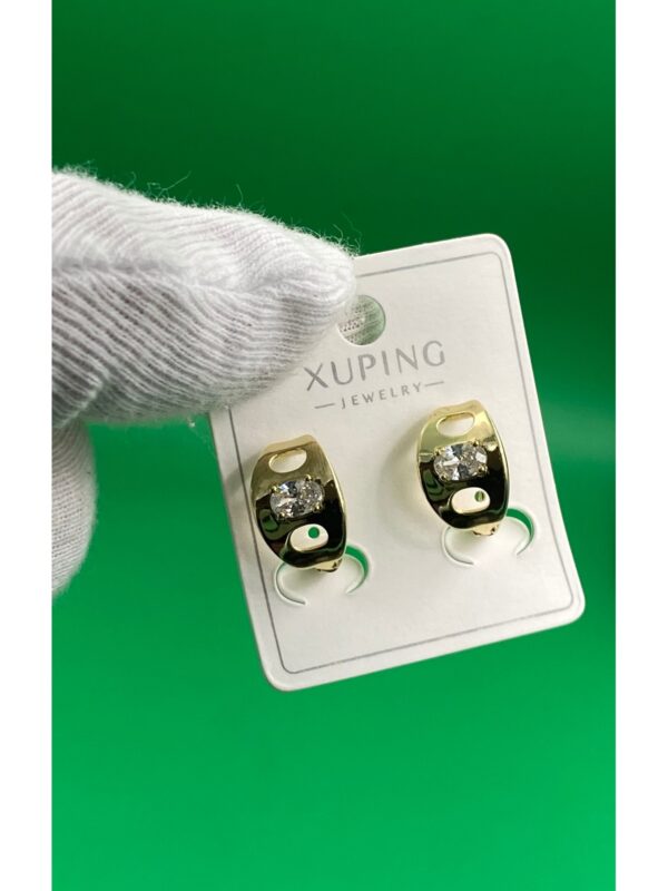 Xuping Oval Zirkon Taşlı 14K Kuyumcu Model Kadın Küpe - Görsel 2