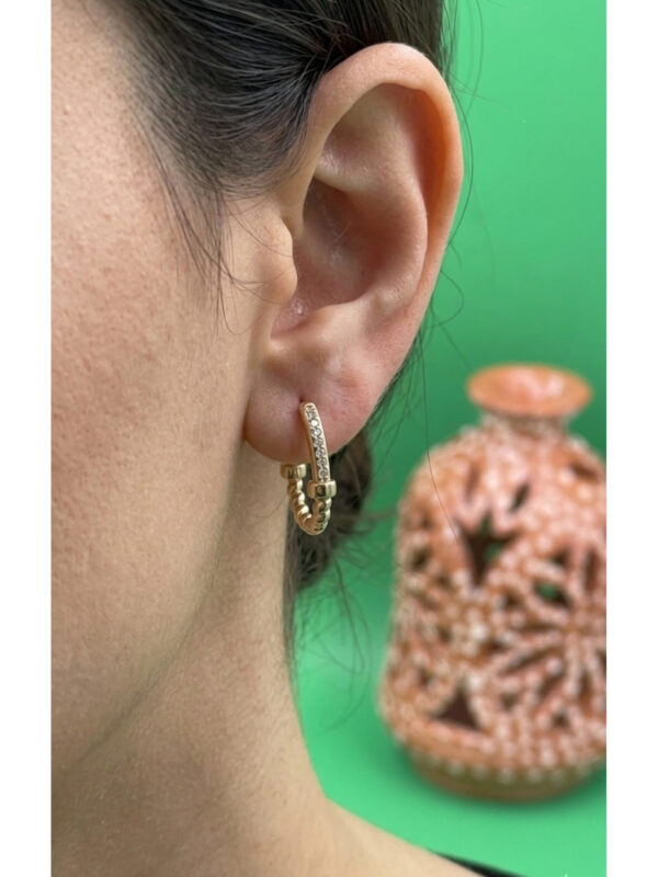 Xuping rose gold renginde zirkon taşlı çelik küpe - Görsel 1