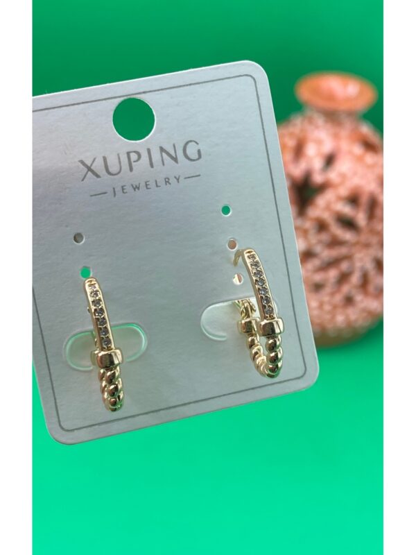 Xuping rose gold renginde zirkon taşlı çelik küpe - Görsel 2