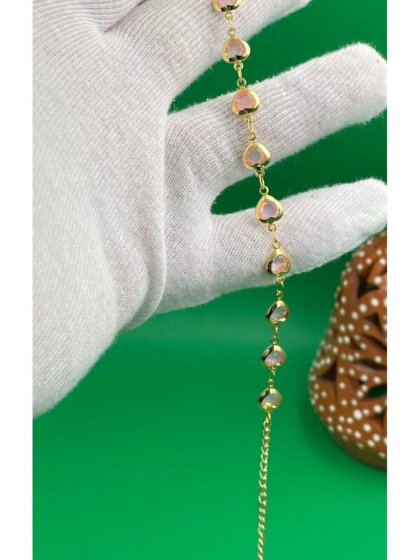 Kadın Gold Renk Zirkon Taşlı Bileklik 18CM - Görsel 3