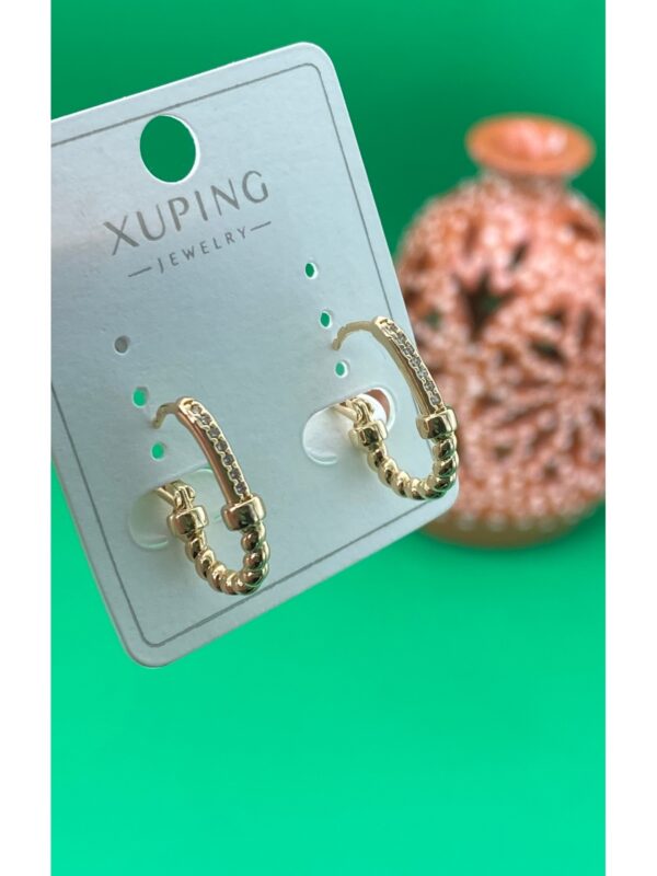 Xuping rose gold renginde zirkon taşlı çelik küpe - Görsel 3