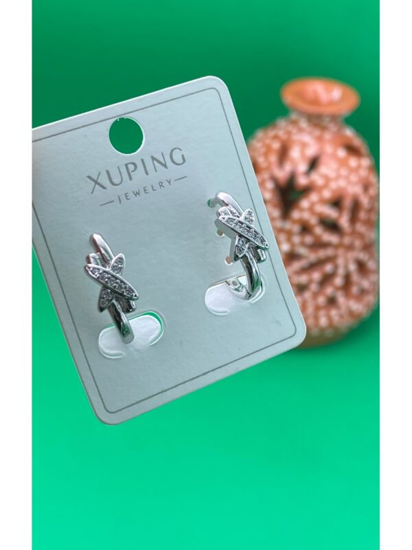 Xuping gümüş renk şık vip model zirkon taşlı kadın küpe - Görsel 2