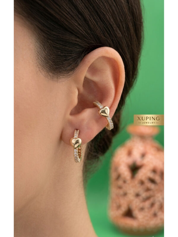 Xuping rose gold renginde çivi model kalpli çelik küpe