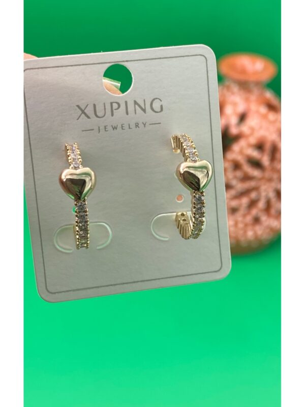 Xuping rose gold renginde çivi model kalpli çelik küpe - Görsel 2