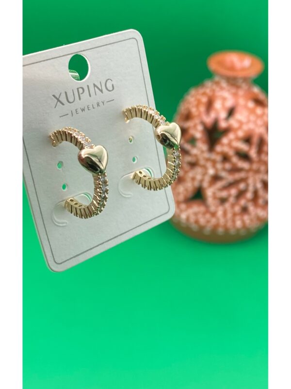 Xuping rose gold renginde çivi model kalpli çelik küpe - Görsel 3