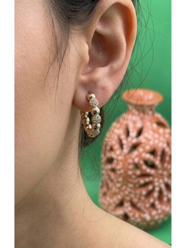 Xuping rose gold renginde halka model zirkon taşlı küpe - Görsel 1