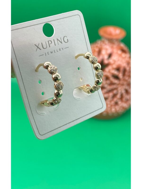 Xuping rose gold renginde halka model zirkon taşlı küpe - Görsel 2