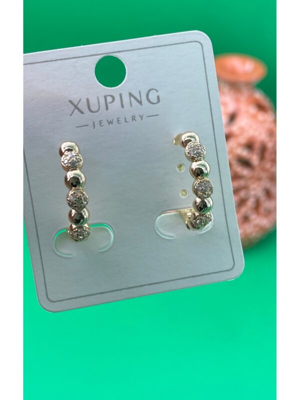 Xuping rose gold renginde halka model zirkon taşlı küpe - Görsel 3