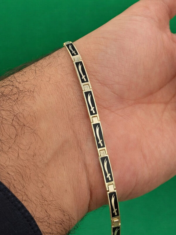 Erkek 925 Ayar Saf Gümüş Kılıç Desenli Bileklik - Görsel 1