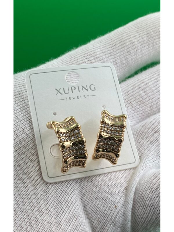 Xuping Rose Gold Zirkon Taşlı Vip Kadın Küpe - Görsel 2