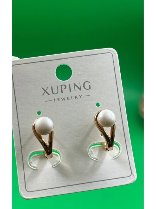 Xuping Rose Gold Renginde İnci İşlemeli Minimal Şık Tasarım Küpe - Görsel 2