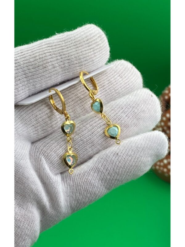 Kadın Gold Renk Kalpli Küpe - Görsel 2