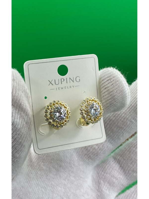 Xuping Tek Taşlı Gold Renk Küpe