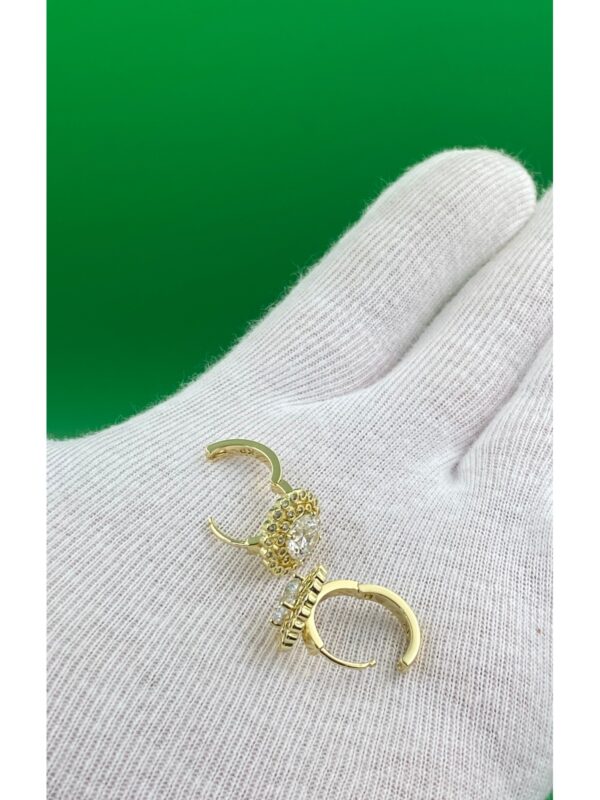 Xuping Tek Taşlı Gold Renk Küpe - Görsel 3