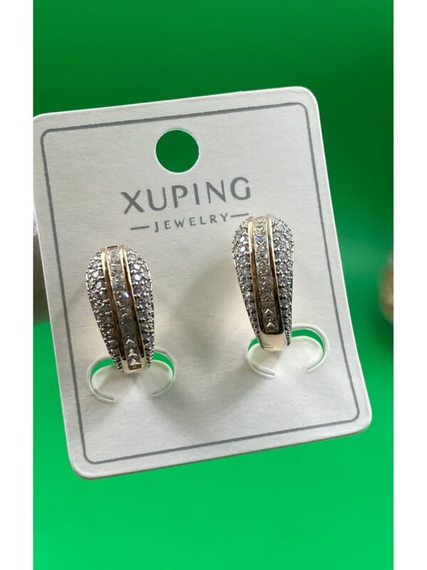 Xuping Rose Gold Renginde Zirkon Taş İşlemeli Şık Tasarım Çelik Kadın Küpe - Görsel 2