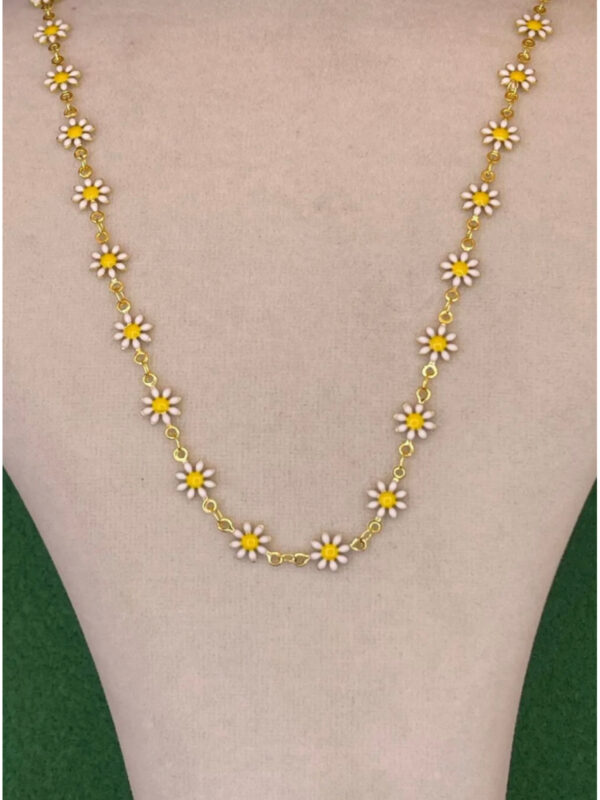 Kadın Gold Renk Papatya Model Şık Tasarım Kolye 45 CM - Görsel 3