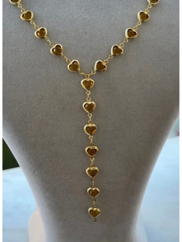 Kadın Gold Renk Zirkon Taşlı Özel Tasarım Y Model Kolye - Görsel 3