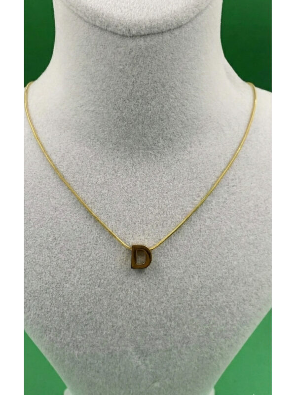 14K Altın Renginde D Harf Minimal Model Çelik Kadın Kolye - Görsel 2