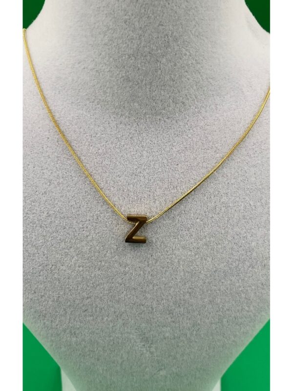 14K Altın Renginde Z Harf Minimal Model Çelik Kadın Kolye - Görsel 2
