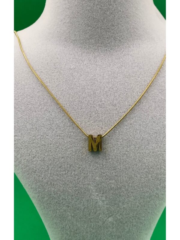 14K Altın Renginde M Harf Minimal Model Çelik Kadın Kolye - Görsel 3