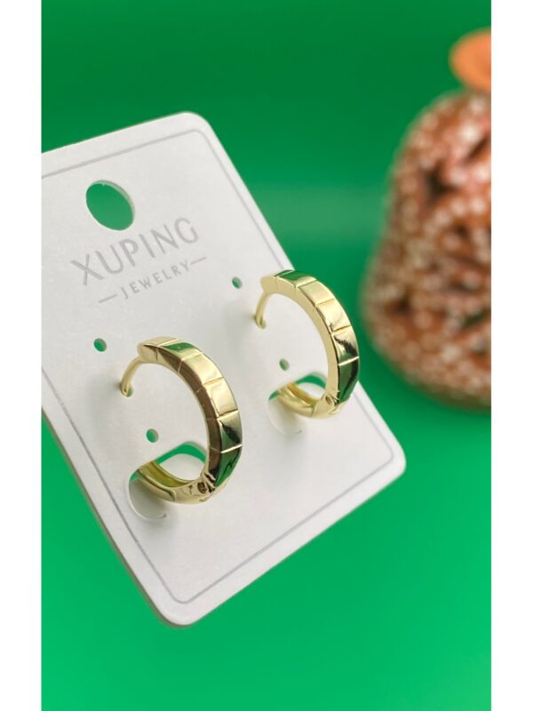 Xuping Altın Renk Minimal Halka Küpe – Günlük Kullanıma Uygun Şık Tasarım - Görsel 2