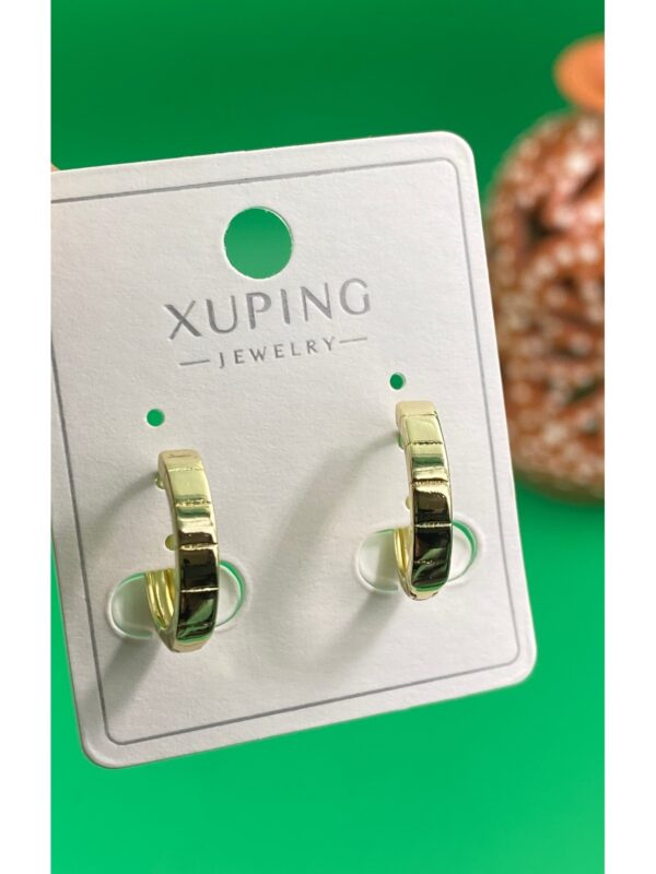 Xuping Altın Renk Minimal Halka Küpe – Günlük Kullanıma Uygun Şık Tasarım - Görsel 3