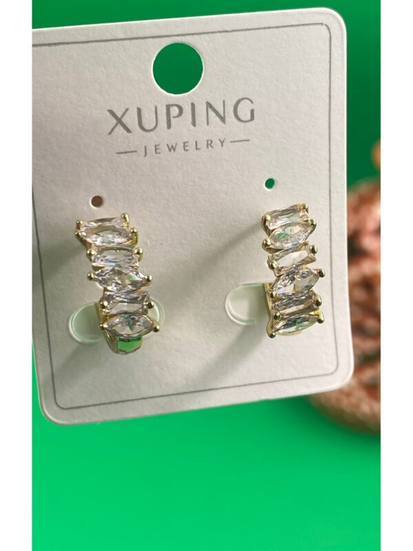 Xuping 14K Altın Rengi Zirkon Taşlı Şık VIP Kadın Küpe - Görsel 2