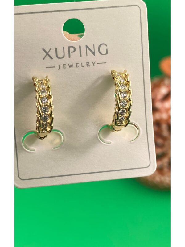 Xuping gold renk burgu model zirkon taşlı halka çelik kadın küpe - Görsel 3