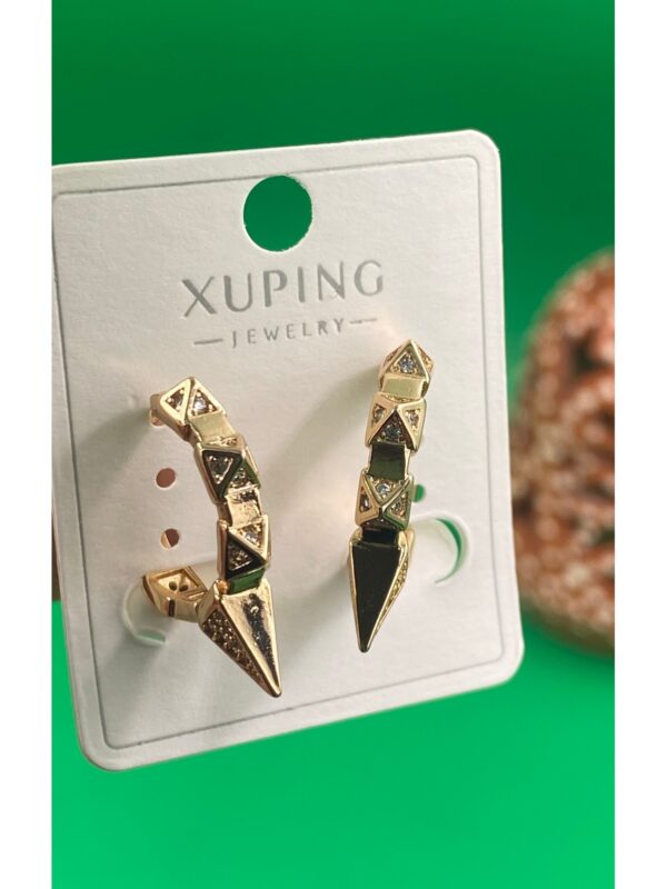 Xuping Rose Gold Geometrik Desenli Taşlı Kadın Küpe - Görsel 2