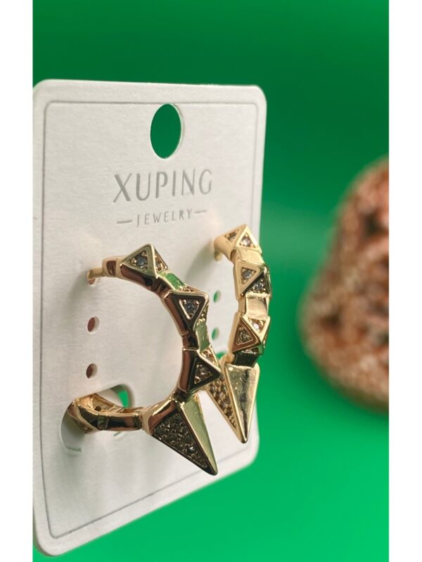 Xuping Rose Gold Geometrik Desenli Taşlı Kadın Küpe - Görsel 3