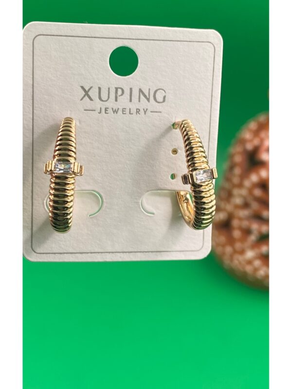 Xuping Rose Gold Uzun Taşlı Kadın Çelik Küpe - Görsel 2