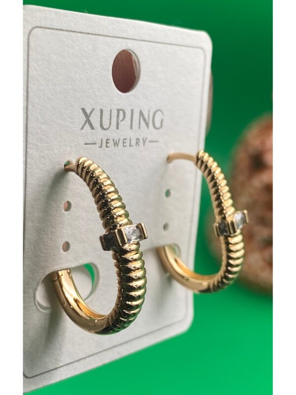 Xuping Rose Gold Uzun Taşlı Kadın Çelik Küpe - Görsel 3