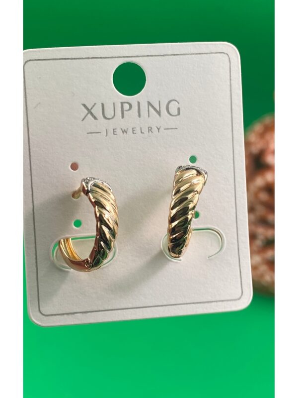 Xuping Rose Gold Burgu Desenli Taşlı Çelik Küpe - Görsel 2