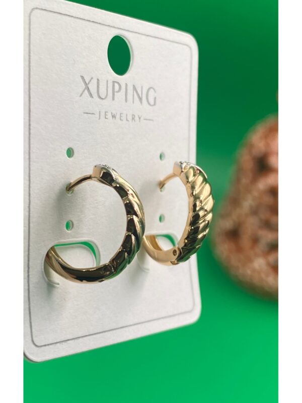 Xuping Rose Gold Burgu Desenli Taşlı Çelik Küpe - Görsel 3