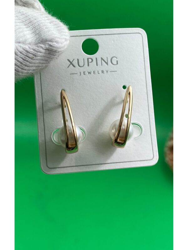 Xuping Rose Gold İnci Detaylı Şık Tasarım Kadın Çelik Küpe - Görsel 3