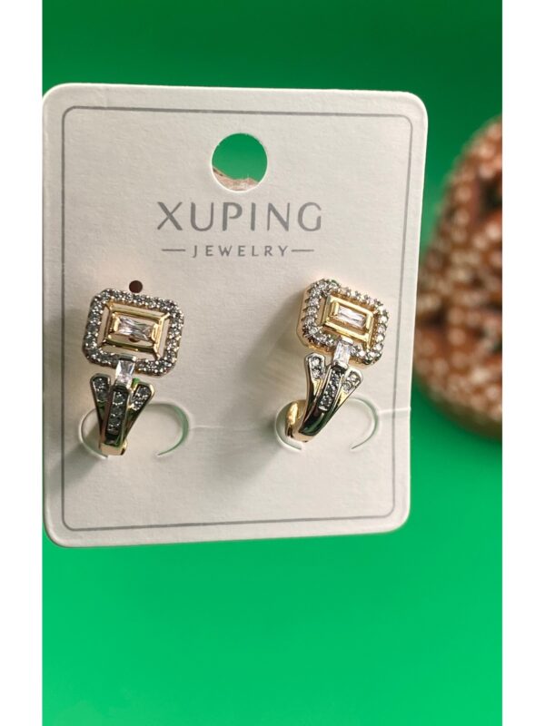 Xuping Rose Gold Baget Zirkon Taşlı Çelik Kadın Küpe - Görsel 2
