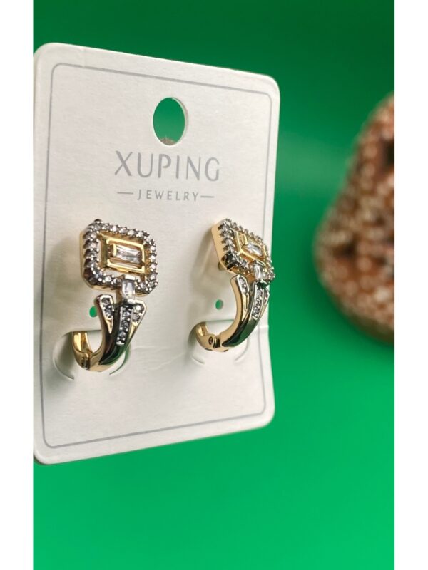 Xuping Rose Gold Baget Zirkon Taşlı Çelik Kadın Küpe - Görsel 3