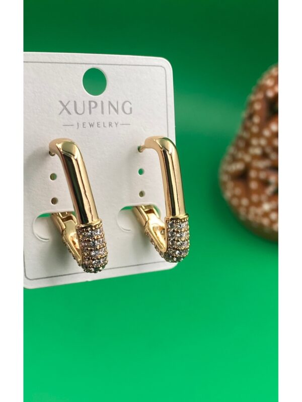Xuping Rose Gold Üçgen Zirkon Taşlı Halka Küpe - Görsel 2