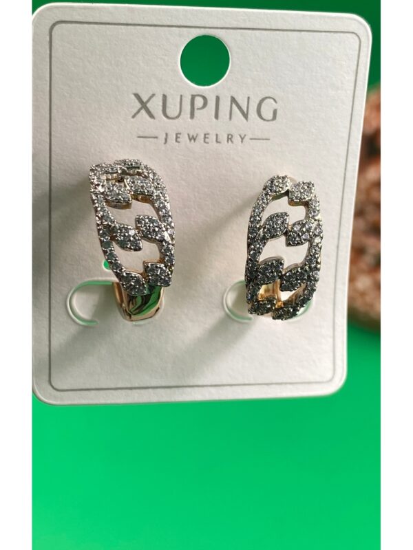 Xuping Rose Gold Zincir Desenli Taşlı Halka Küpe - Görsel 2