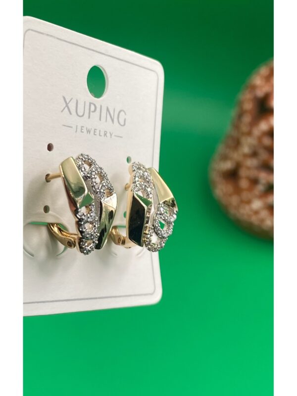 Xuping Rose Gold Zincir Desenli Zirkon Taşlı Çelik Kadın Küpe - Görsel 3