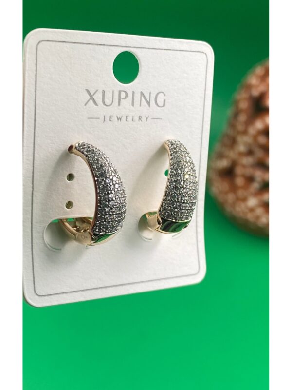 Xuping Rose Gold Damla Model Zirkon Taşlı Şık Tasarım Kadın Çelik Küpe - Görsel 3