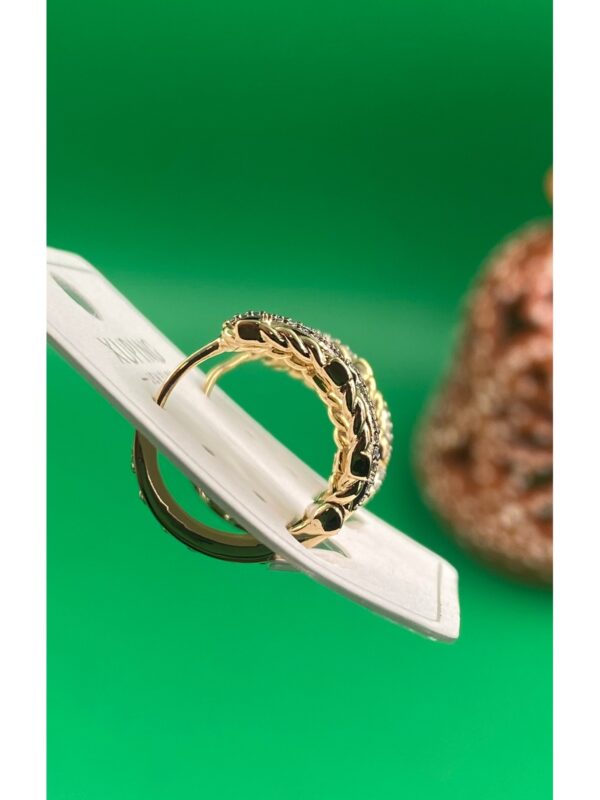 Xuping Rose Gold Oval Zincir Desenli Taşlı Kadın Çelik Küpe - Görsel 3