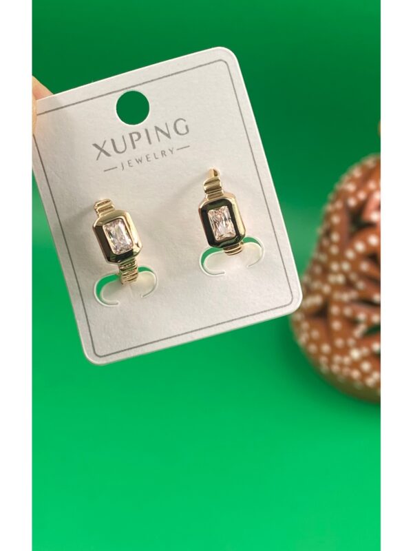 Xuping Rose Gold Baget Taşlı Halka Kadın Çelik Küpe - Görsel 2