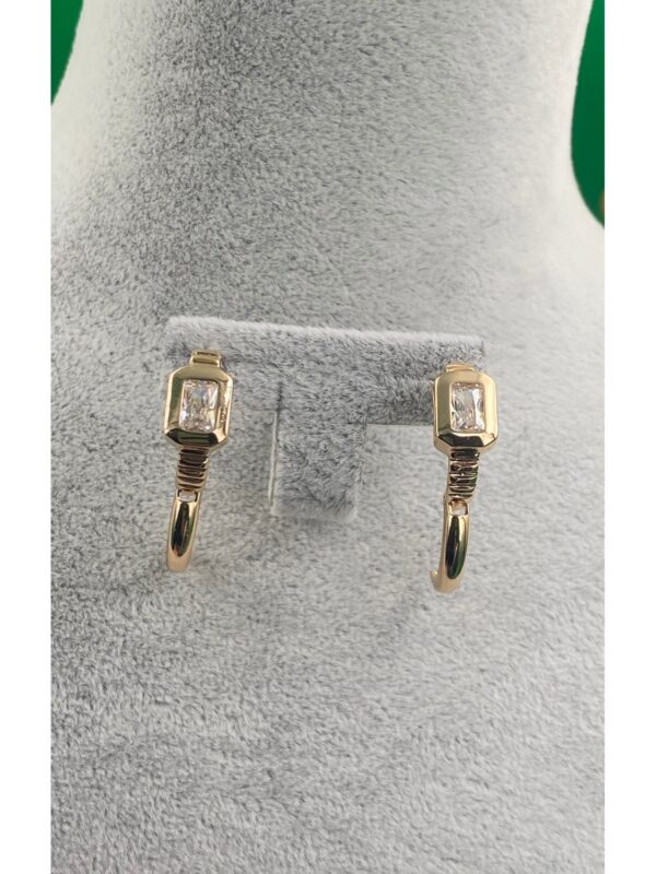 Xuping Rose Gold Baget Taşlı Halka Kadın Çelik Küpe - Görsel 3